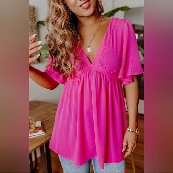 She + Sky Tops - She + Sky Pink Blouse